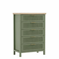 Commode 5 Tiroirs en Bois avec Poignées en Métal Vert