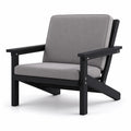 Fauteuil extérieur noir coussins gris aluminium et polyester