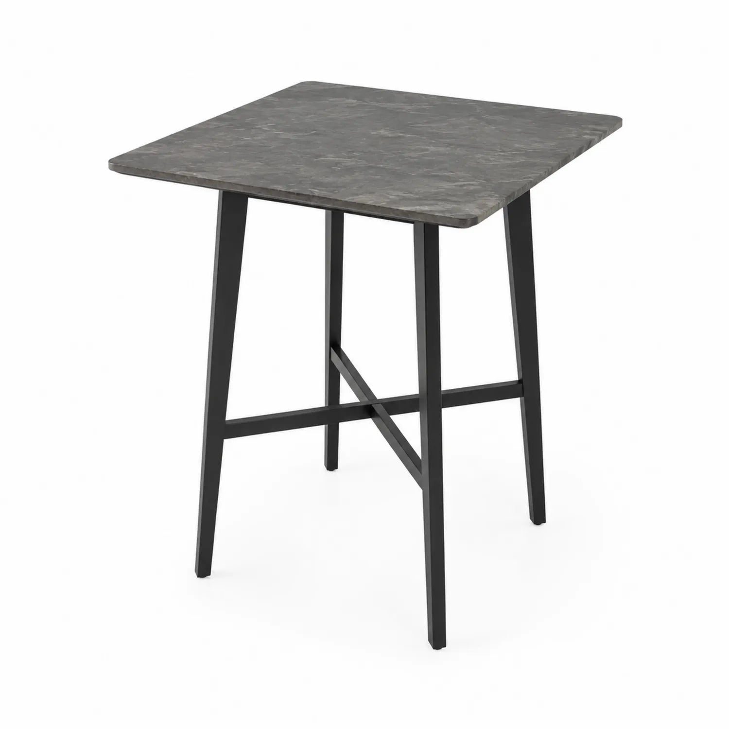 Table carrée en marbre noir avec pieds en métal 80x80 cm