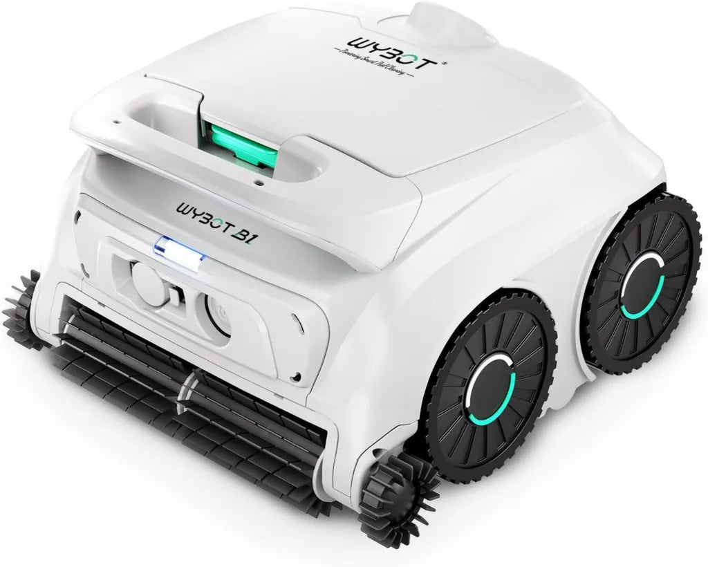 Robot de Piscine Intelligent WYBOT B1, Sans Fil, L¨¦ger, Contr?le via Application, Nettoyage Mural et Sol, Autonomie 100 Minutes, Blanc/Vert