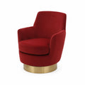 Fauteuil en velours avec base en métal doré