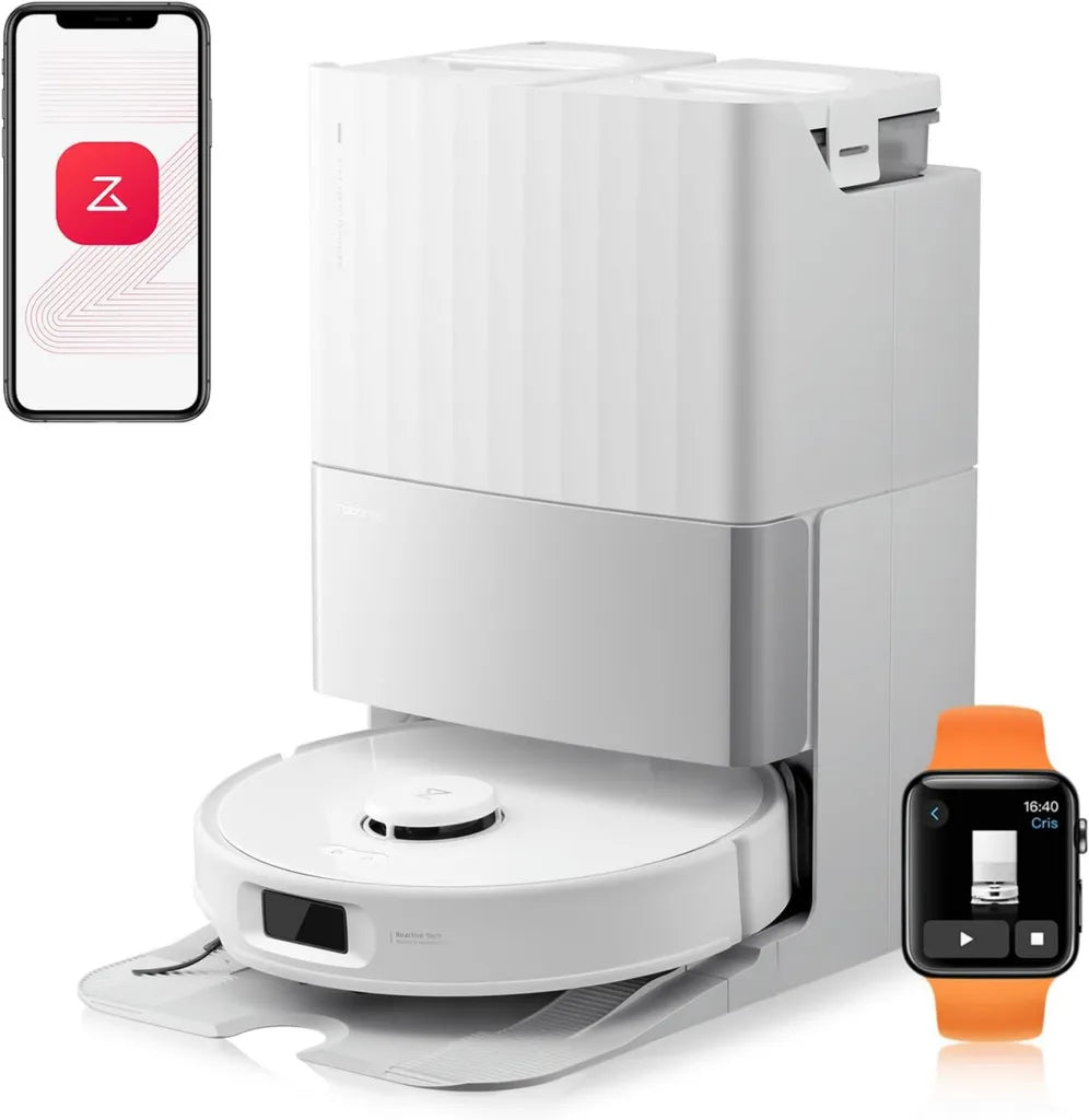 Aspirateur Robot Roborock Qrevo Edge S5A avec Puissance 18500 Pa, Double Syst¨¨me Anti-Enchev¨ºtrements, Brosse DuoDivide et Serpilli¨¨re FlexiArm, Adapt¨¦ pour Nettoyage ¨¤ l'Eau Chaude