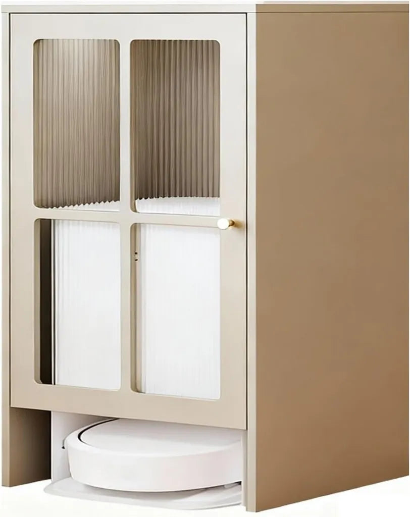 Station de Rangement Blanc pour Aspirateur Robot avec R¨¦servoir Amovible, Parfait pour Balcons et Salons - Organisateur 50 cm pour Maison Connect¨¦e