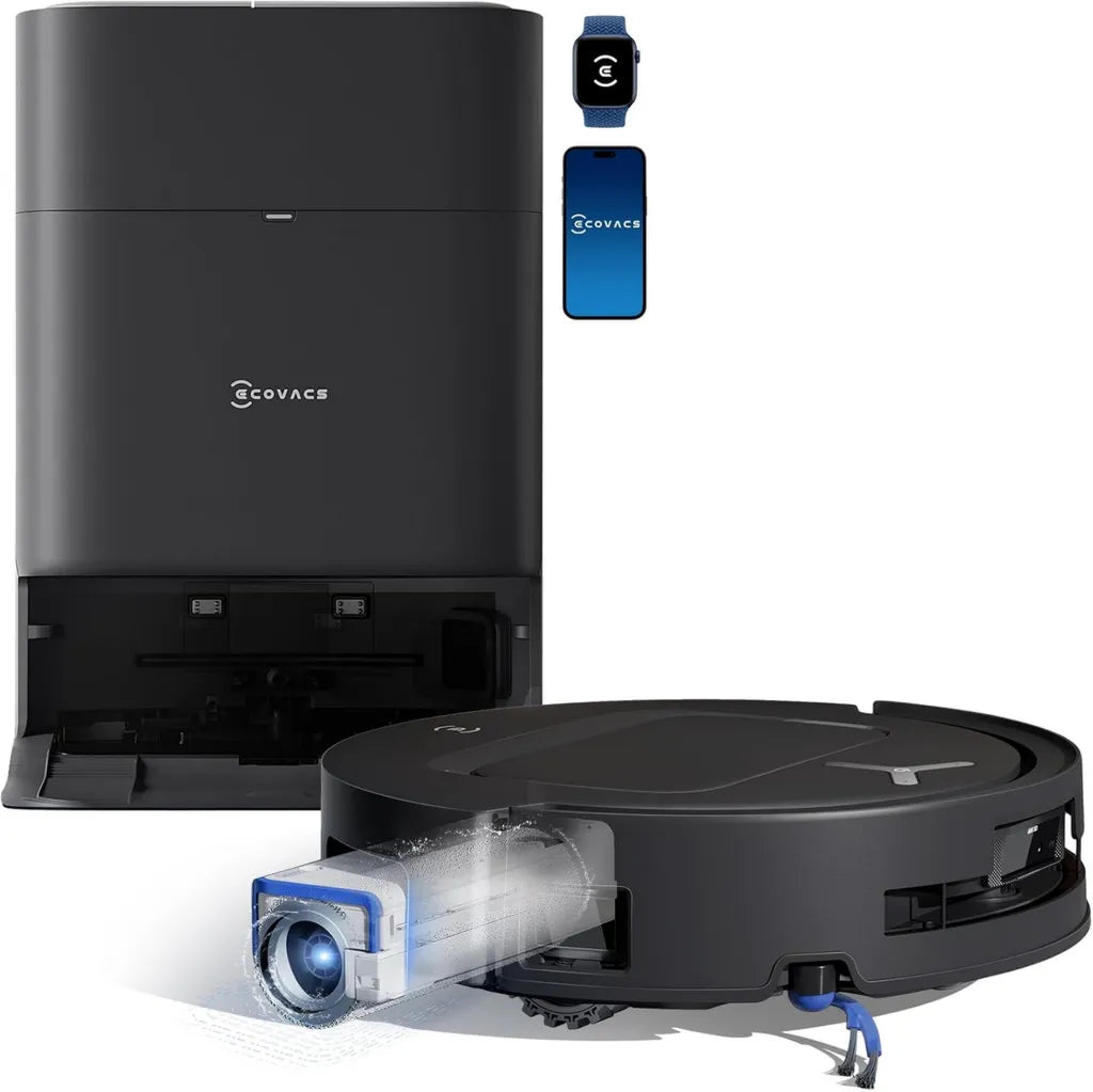Aspirateur Robot ECOVACS DEEBOT T80 Omni, Puissance 18 000 Pa, Nettoyage Ozmo Roller, Anti-Enchev¨ºtrement, Lavage ¨¤ l'Eau Chaude, S¨¦chage Rapide, Noir