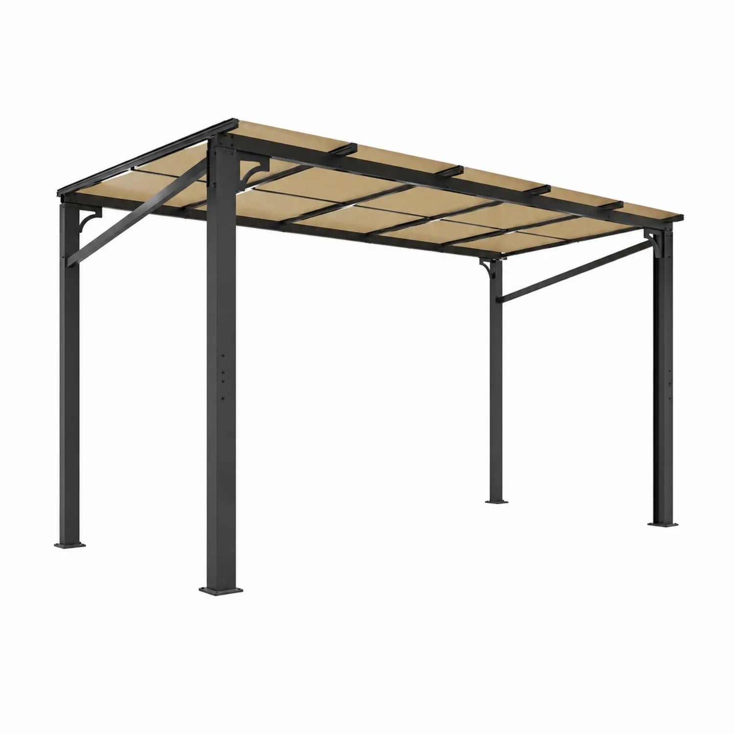 Pergola en aluminium avec toit en polyester Beige/Noir 4x3m