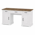 Bureau en bois laqué blanc avec plateau en chêne massif