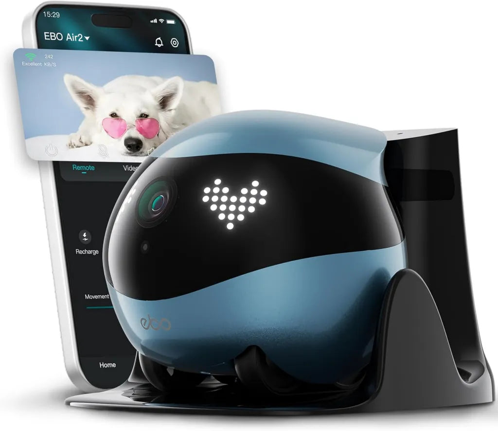 Cam¨¦ra Mobile Enabot EBO Air 2K avec Application pour Animaux, Expressions Personnalisables