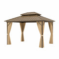 Tonnelle en aluminium avec toit en acier galvanisé et rideaux en polyester 3x4m