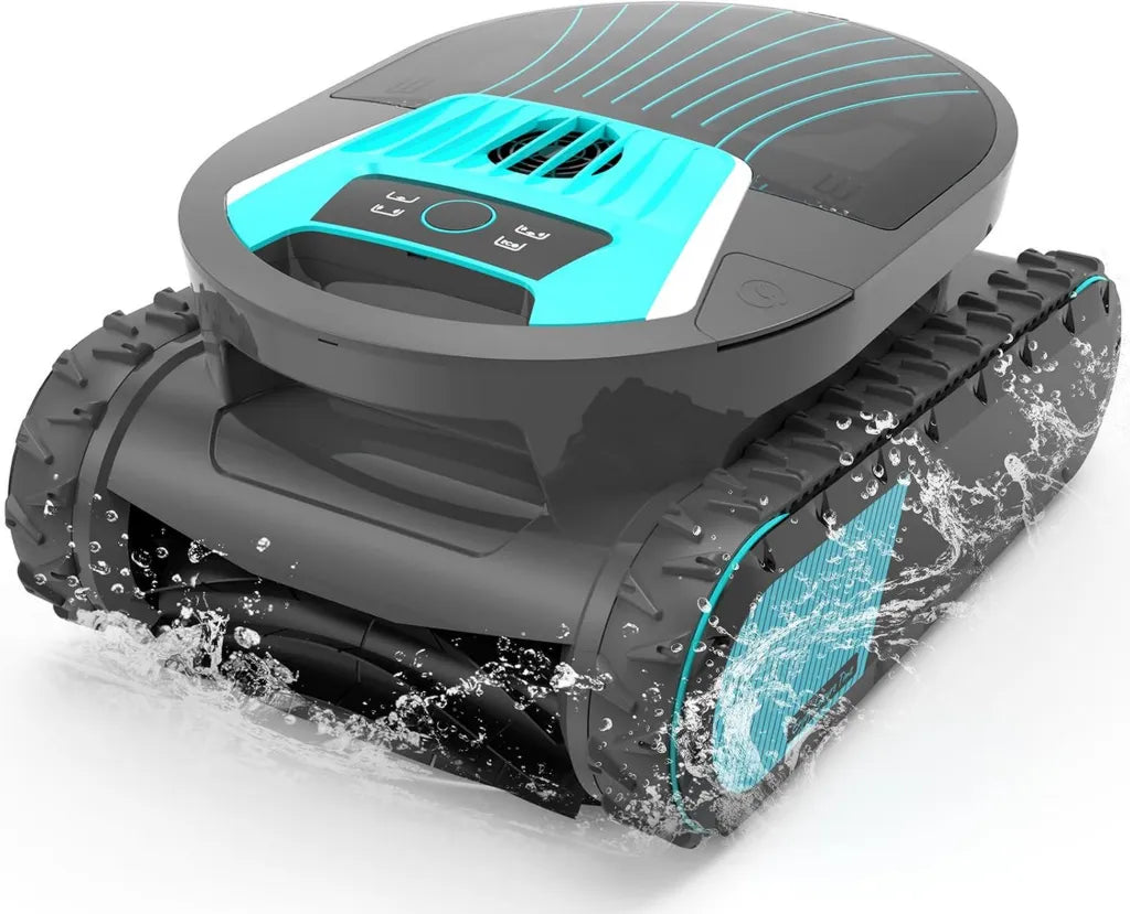 Robot de Piscine sans Fil Pleco Pro, Nettoyage Complet, Autonomie 210 Min, Double Filtration, 7 Modes Intelligents, Contr?le via Application, Pour Piscines jusqu'¨¤ 200 m2, Rev¨ºtement Titane