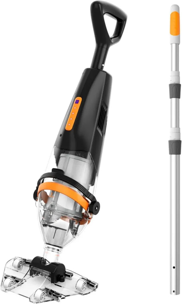 Aspirateur de Piscine sans Fil avec T¨¦l¨¦commande, Perche T¨¦l¨¦scopique 1,8 m, Autonomie 75 Min, D¨¦bit 18 GPM, Id¨¦al pour Piscines Hors Sol, Spas et Jacuzzis (Noir)