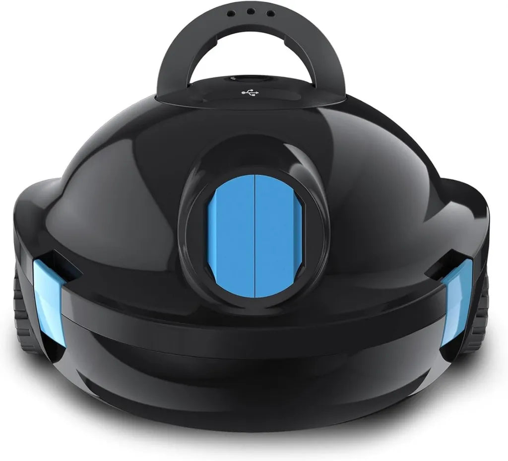 Nettoyeur Automatique ¨¤ Batterie pour Piscine Enterr¨¦e jusqu'¨¤ 100 m2 - Autonomie 120 Min, Stationnement Automatique, Couleur Noire