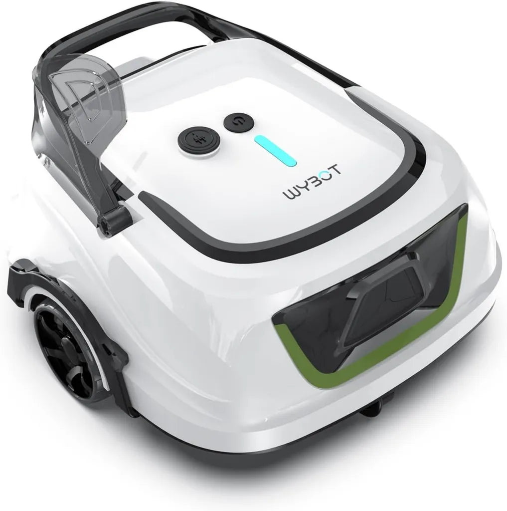 Robot de Piscine WYBOT A1 Sans Fil, Autonomie 120 Min, Double Filtration, LED, 4 Modes, Vert Blanc