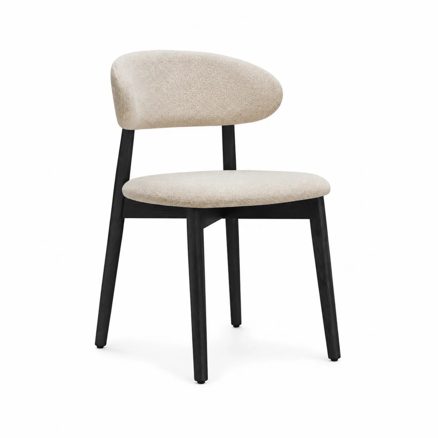 Chaise de salle à manger en bois et tissu beige
