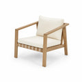 Fauteuil en bois de teck avec coussins en polyester blanc