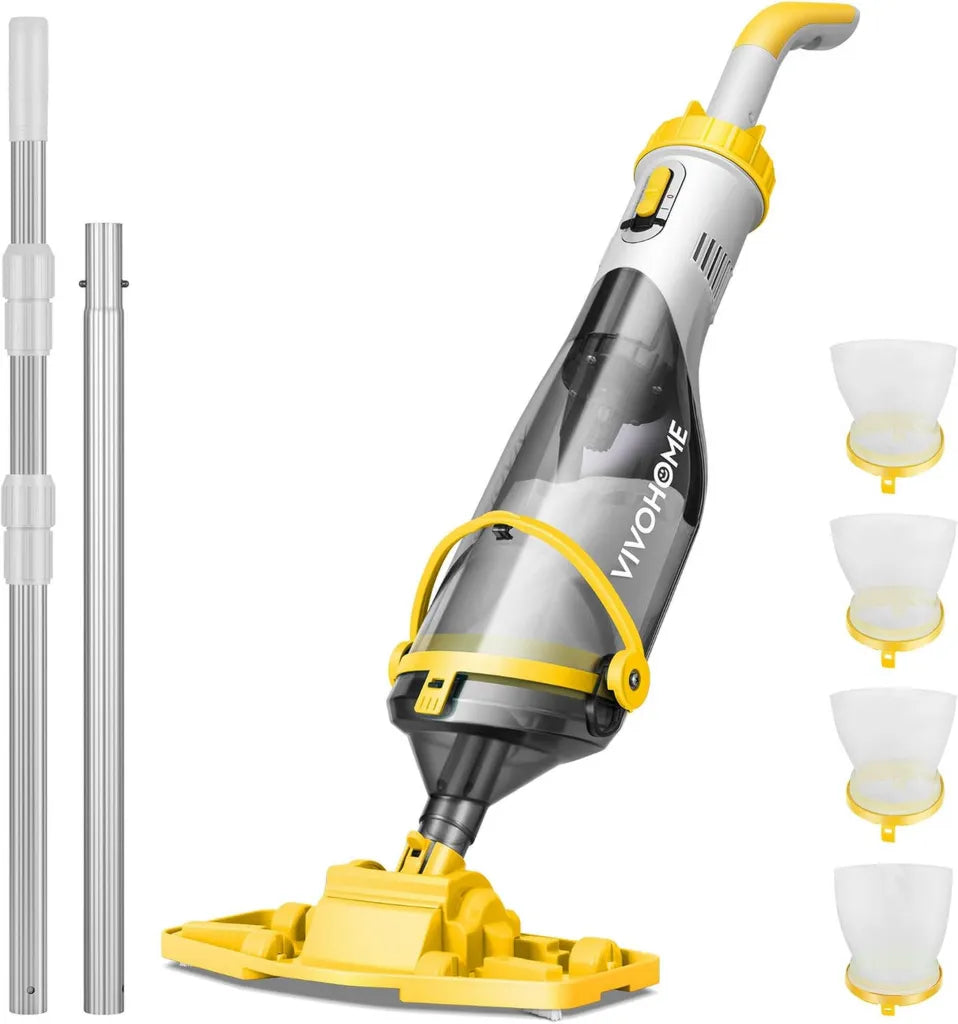 Aspirateur de Piscine Sans Fil VIVOHOME 4200L/H avec Perche T¨¦lescopique 2,78m, Nettoyeur avec 4 Filtres, Autonomie 60 Min