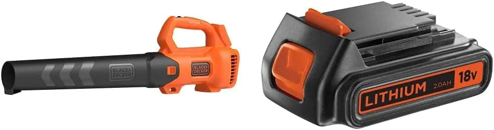 BLACK+DECKER Souffleur de feuilles ¨C ION, sans fil, 18V, 18 V, 2,0 Ah, 150 km/h, pour l'atelier et le bricolage