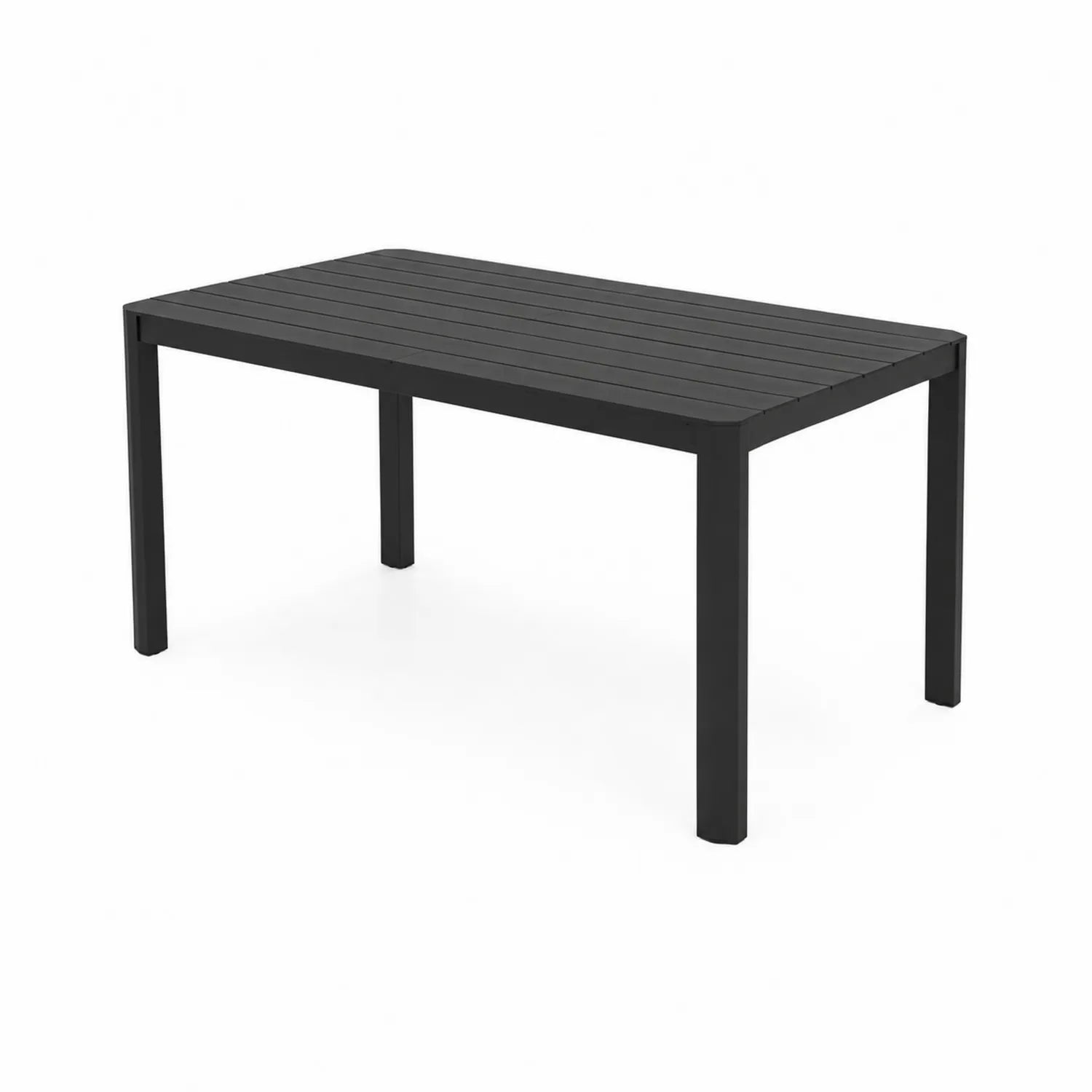 Table à manger extérieure en métal noir 150x90x75 cm