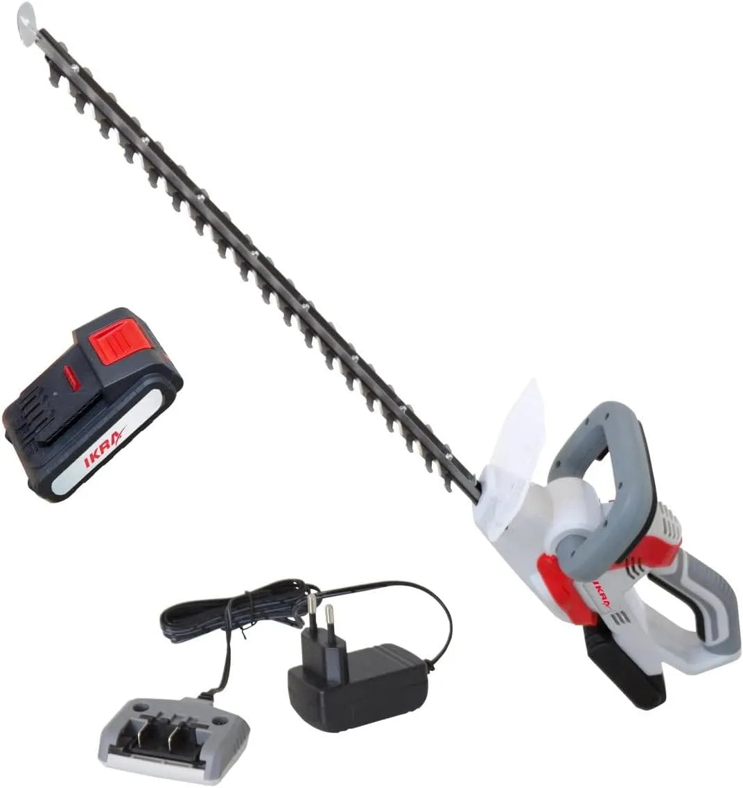 IKRA Taille-Haie ¨¤ Batterie 20V sans Fil ¨C format compact, format l¨¦ger, affichage LED, 54cm, 18mm, 2,1kg, pour l'entretien automobile
