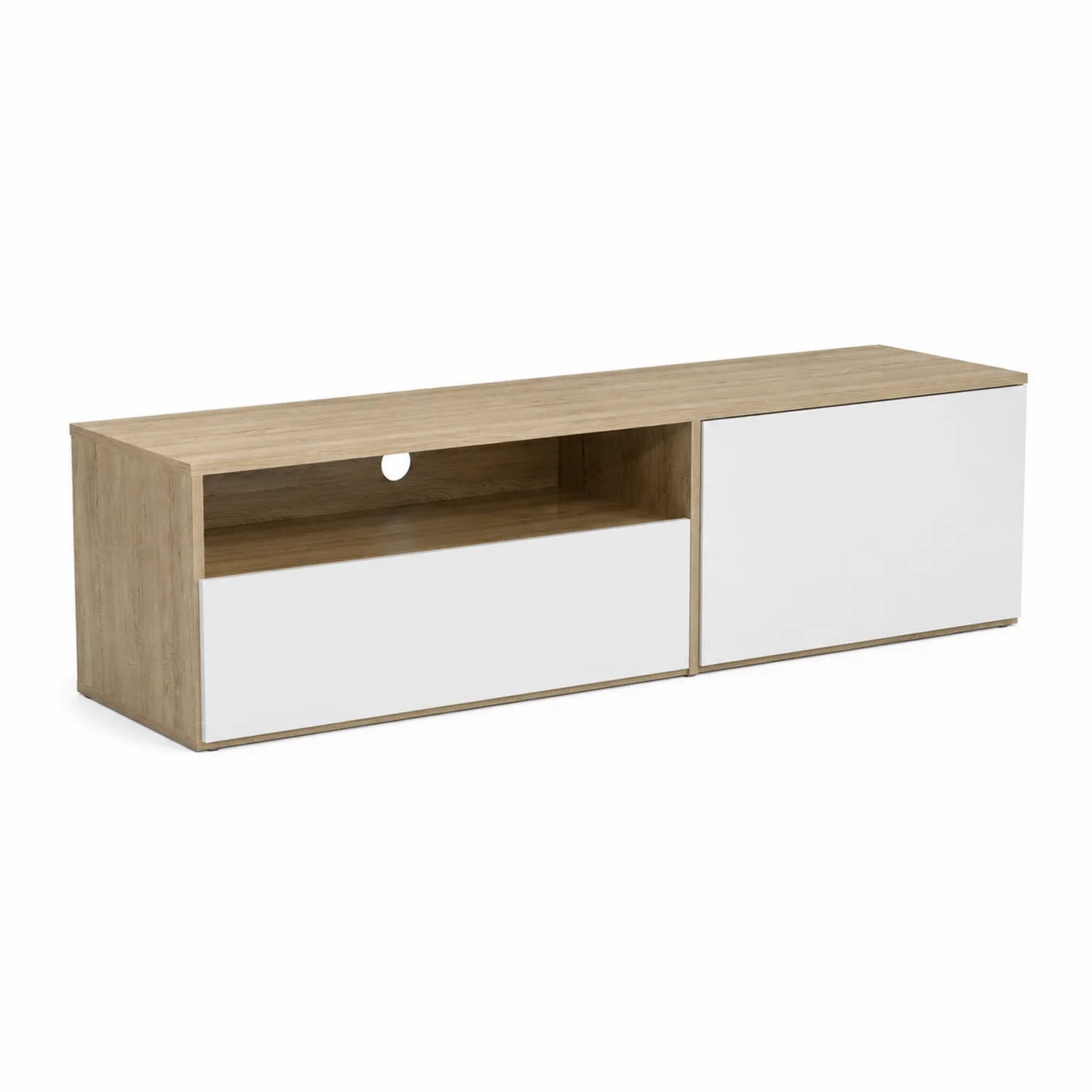 Meuble TV en bois et Blanc 150 cm