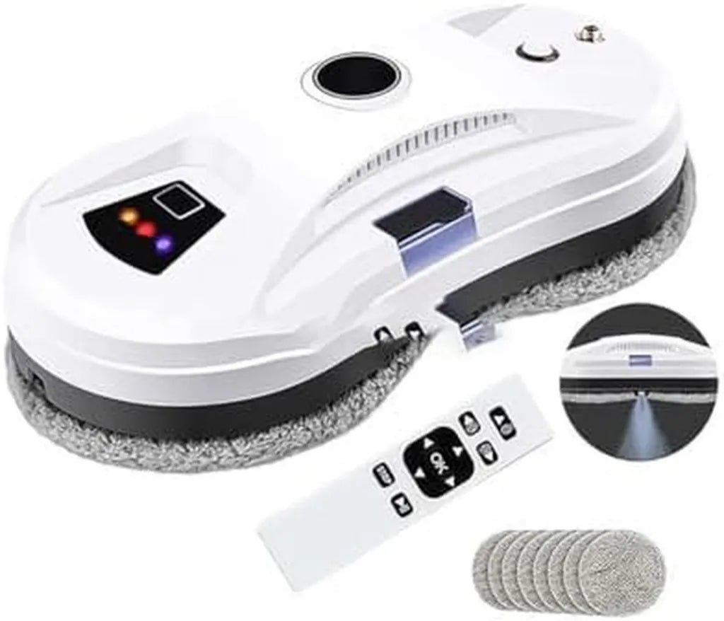 Robot lave-vitres intelligent avec puissance d'aspiration de 5600 Pa pour surfaces int¨¦rieures et ext¨¦rieures