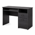 Bureau en bois composite noir avec tiroirs 120x60x75 cm