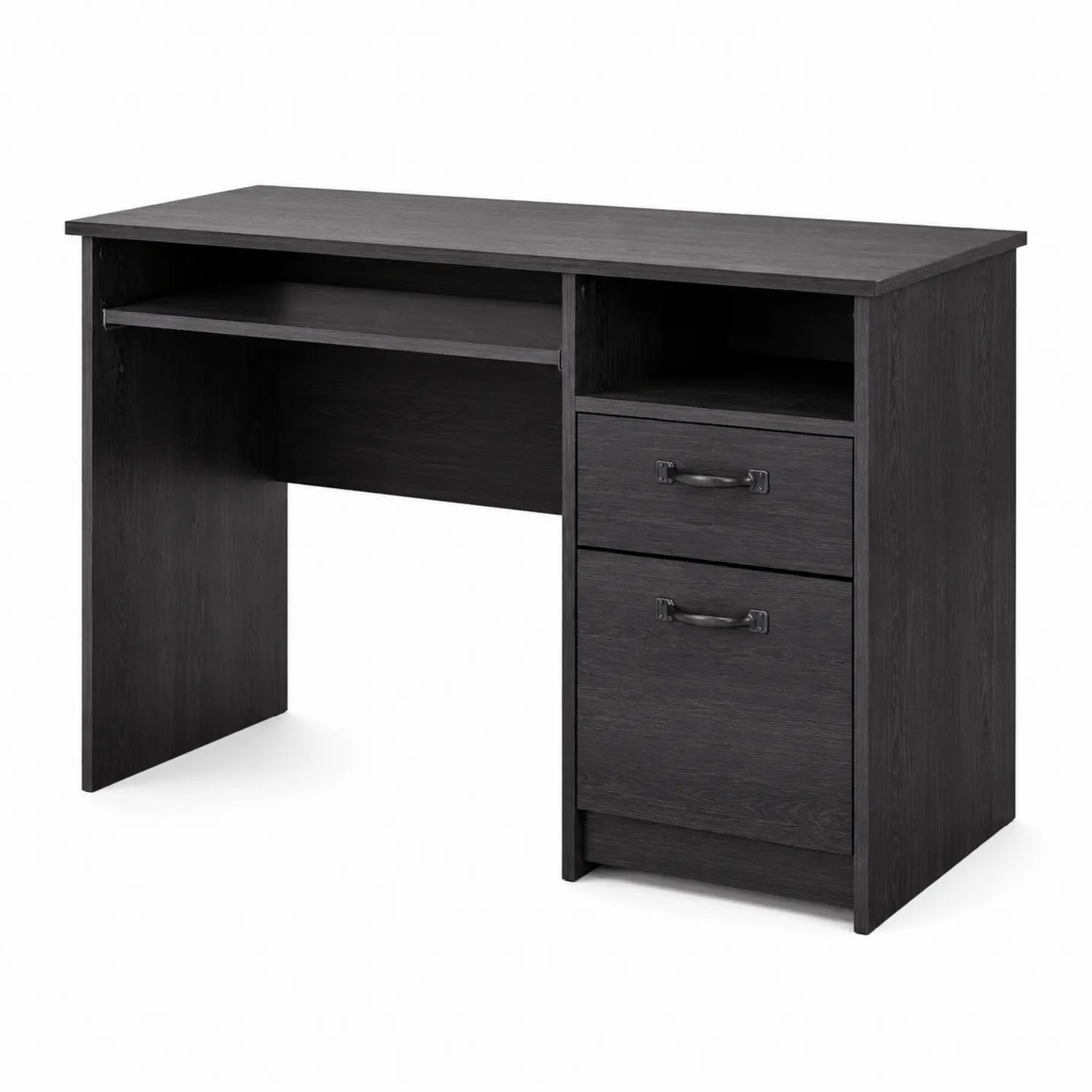Bureau en bois composite noir avec tiroirs 120x60x75 cm