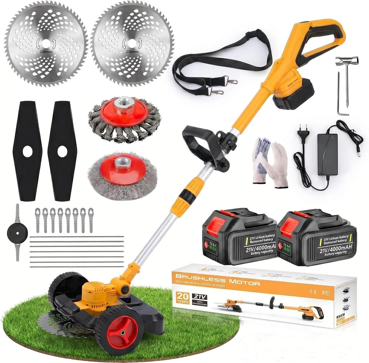 Coupe-bordures ¨C sans fil, ¨¦l¨¦ment amovible, pliable, r¨¦glable, 21V, 4.0Ah, pour l'entretien du jardin