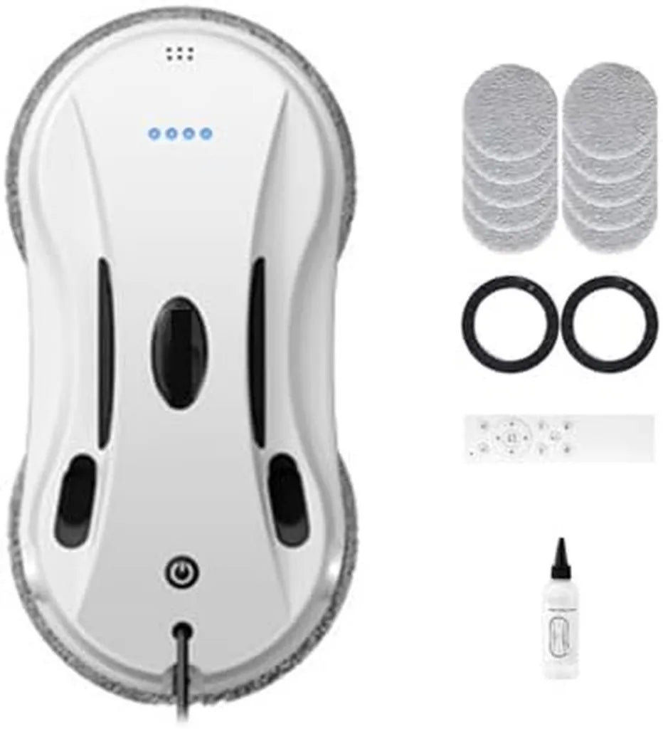 Robot lave-vitres intelligent 5600Pa, aspiration puissante, 75W, syst¨¨me anti-chute, blanc