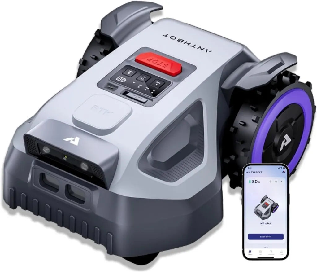 Tondeuse Robot ANTHBOT M9, Couverture 1000©O, 4G Incluse, Cartographie Avanc¨¦e, Double Cam¨¦ra, ¨¦vitement d'Obstacles, IPX6