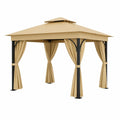 Tonnelle de jardin en acier avec toit et rideaux en polyester 300x300x260 cm