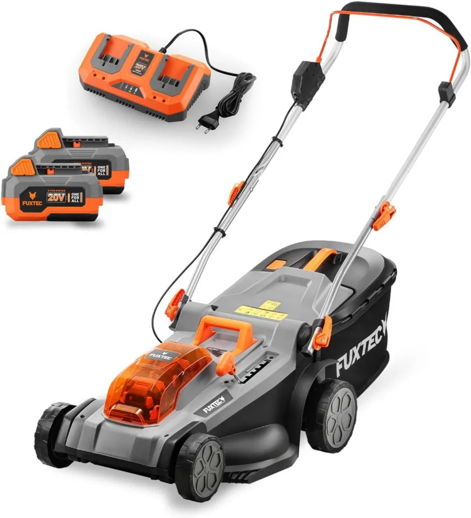 FUXTEC Tondeuse ¨¤ Gazon sans Fil 40V avec Batteries et Chargeur, Largeur 37 cm, Hauteur Ajustable