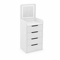 Commode à tiroirs avec miroir LED intégré en MDF blanc