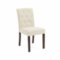 Chaise en bois et tissu polyester beige 86 cm