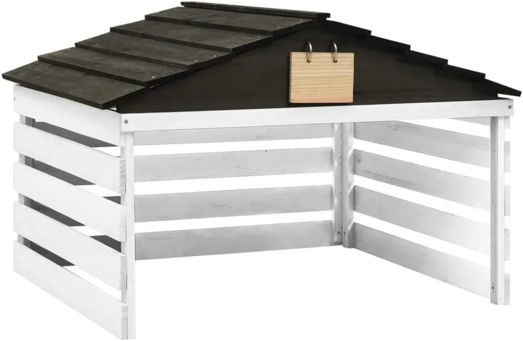 Abri en Sapin pour Robot Tondeuse, R¨¦sistant aux Intemp¨¦ries, 78 x 74 x 54 cm, Noir et Blanc, Protection UV, Ouverture Spacieuse