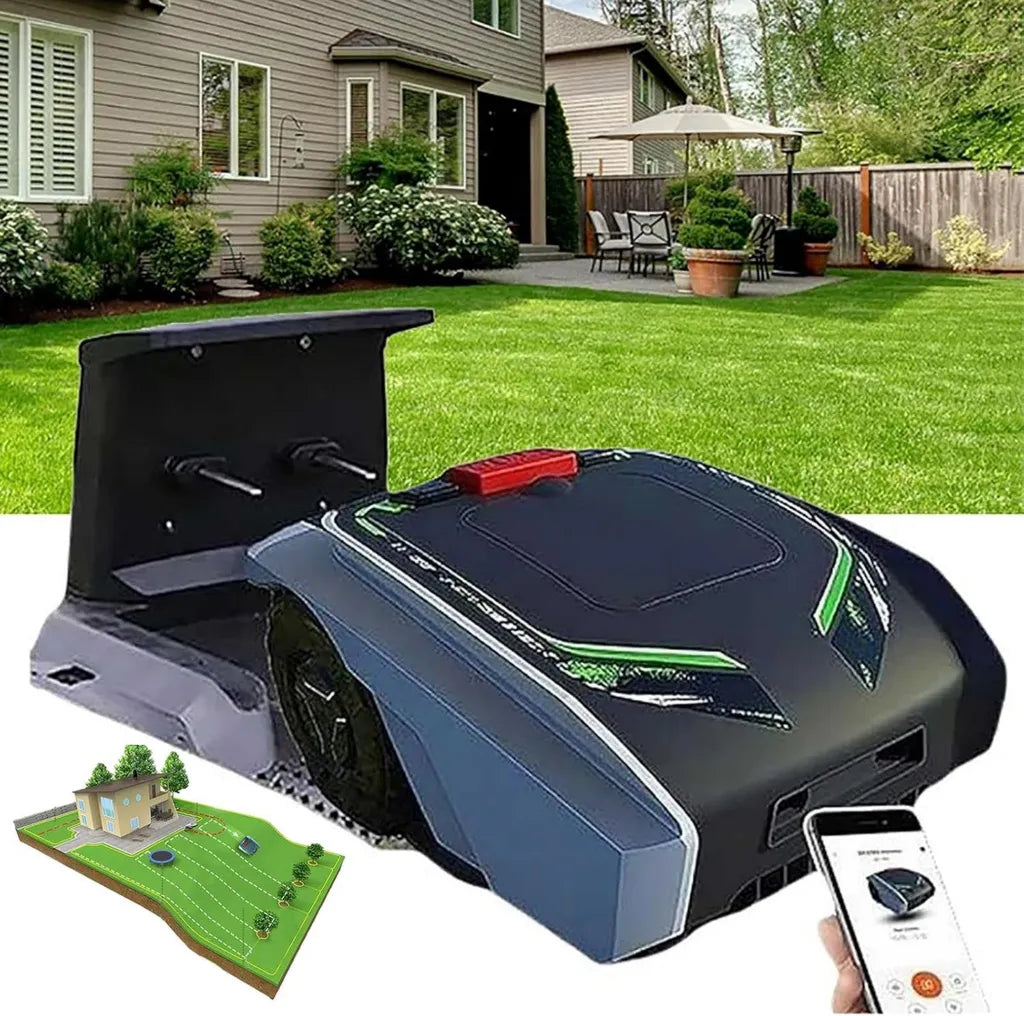 Robot Tondeuse GPS Intelligente, 1500 m2, Application Mobile, Hauteur Ajustable, Recharge Automatique
