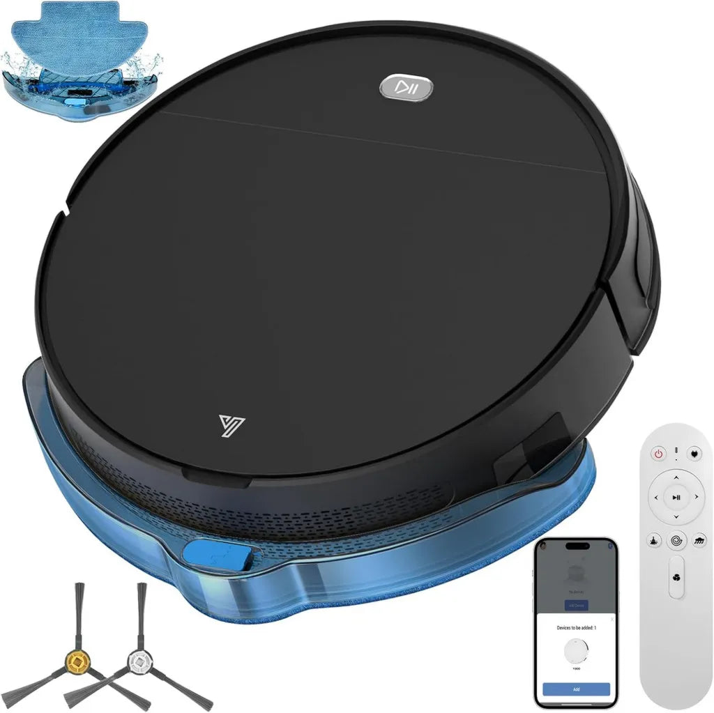 Aspirateur Robot 2-en-1 avec Fonction de Lavage, Puissance 5500Pa, Compatible WiFi et Alexa, Charge Automatique, Id¨¦al pour Poils et Poussi¨¨re