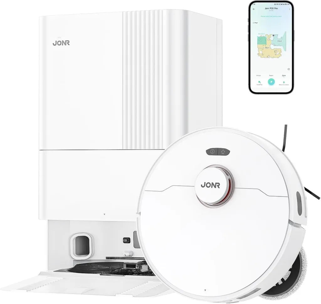 JONR P20 Pro Robot Aspirateur Laveur avec Station Automatique, 8000Pa, ¨¦vitement d'Obstacles, Contr?le Vocal