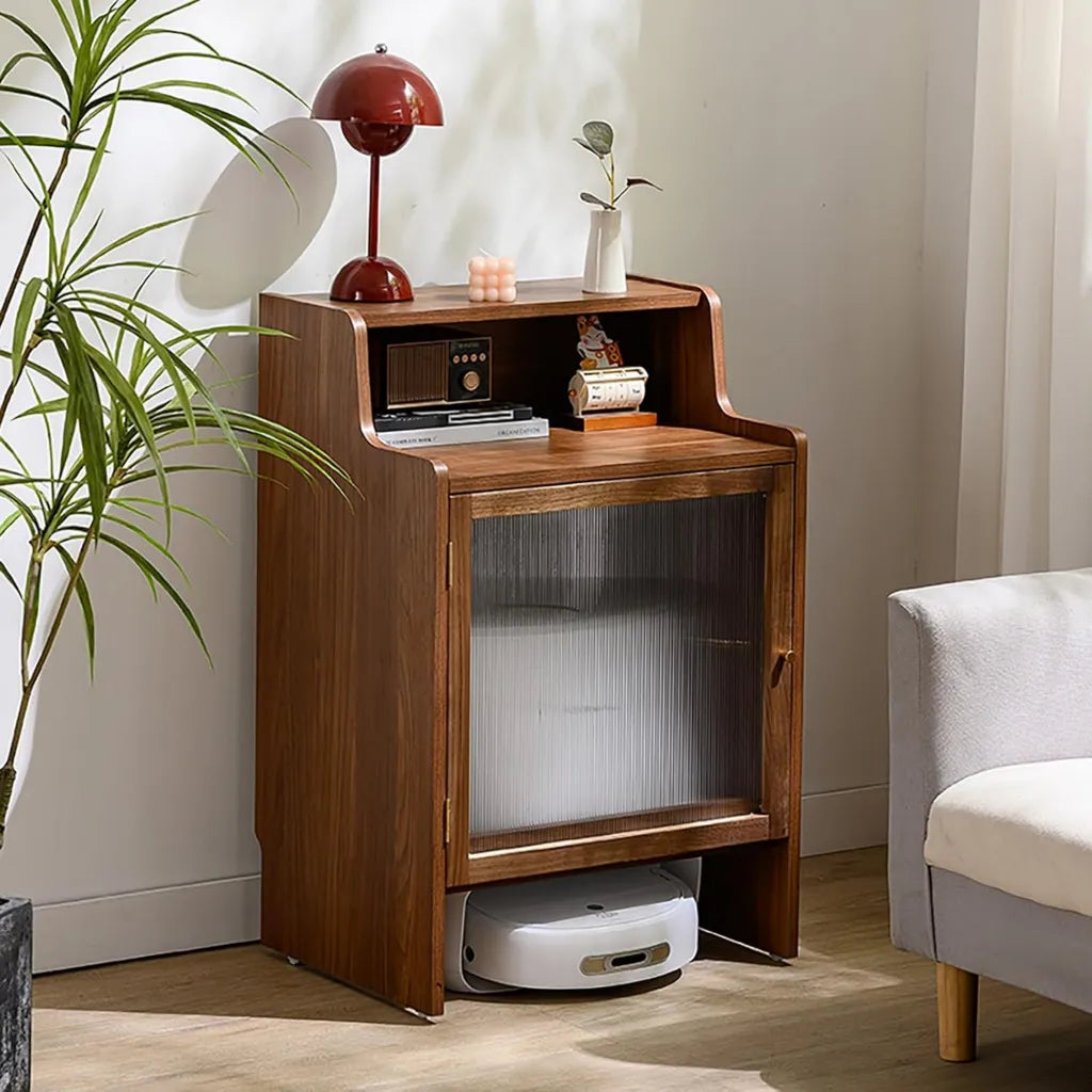 Armoire moderne pour aspirateur robot avec portes, syst¨¨me d'auto-nettoyage et design compact