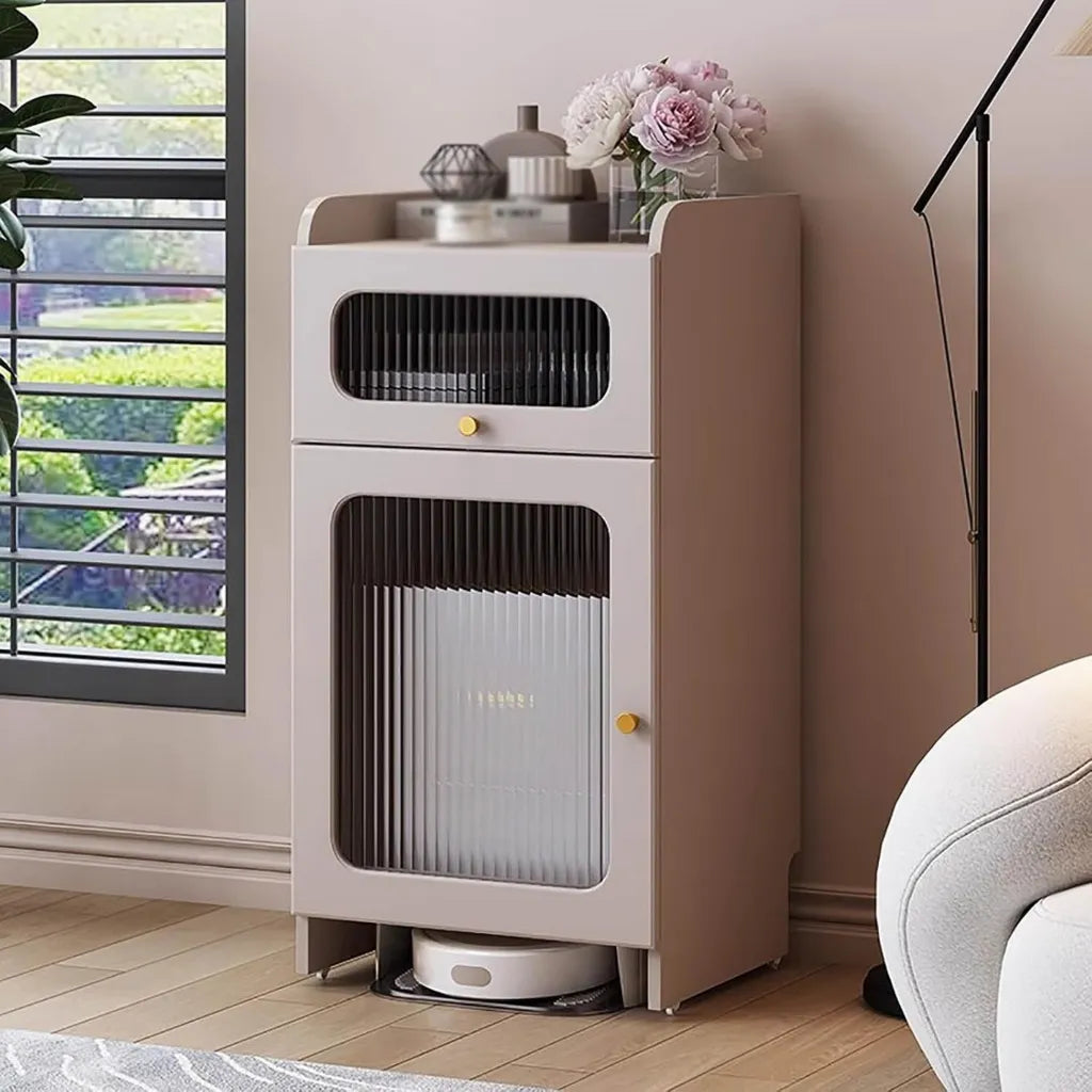 Meuble de Rangement en Bois pour Aspirateur Robot avec Tiroirs Profonds, Facile ¨¤ Monter, Id¨¦al pour l'Optimisation de l'Espace Domestique