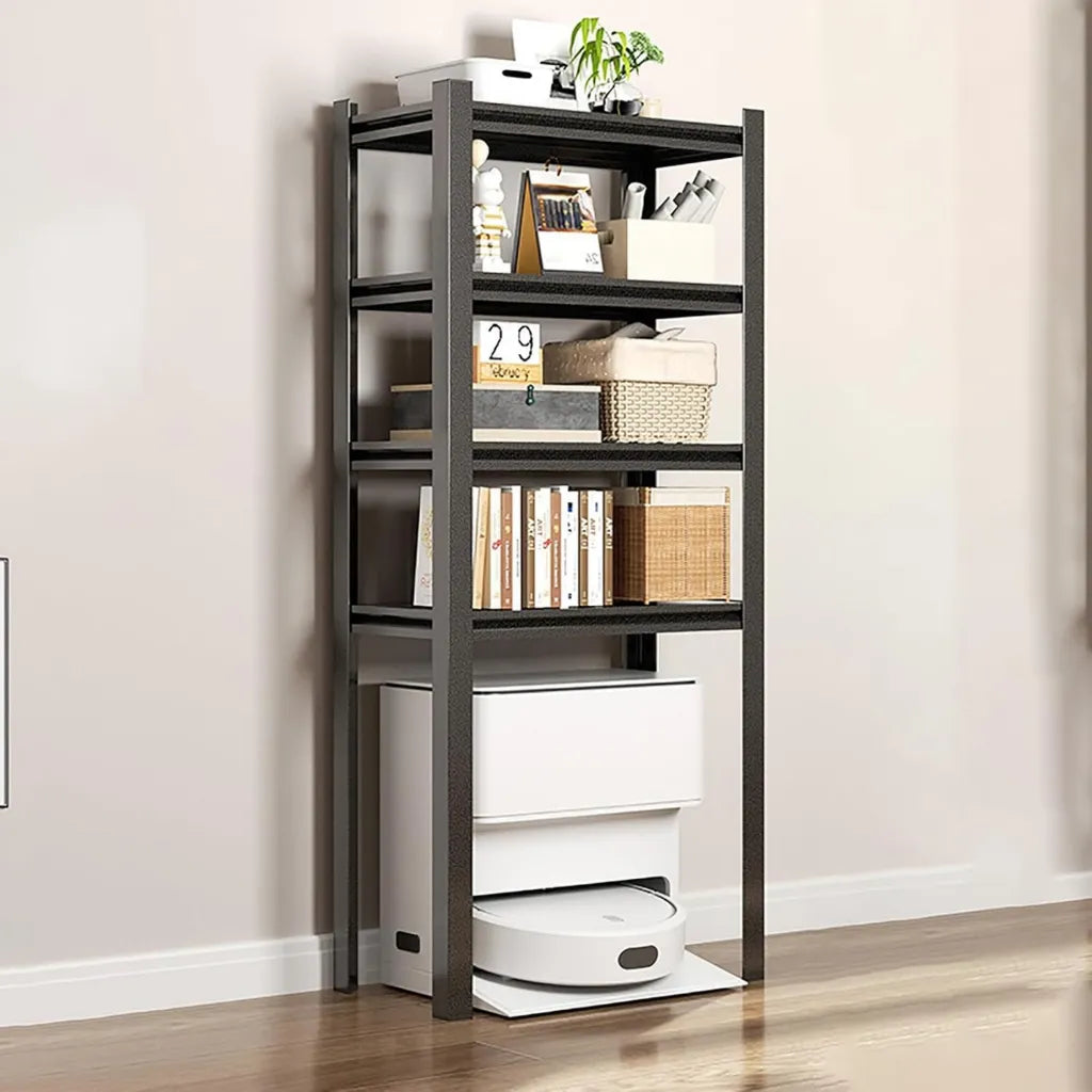 Armoire de Rangement Intelligente pour Aspirateur Robot avec Tapis Protecteur, Hauteur Ajustable, Pour Salon et Bureau, 80cm, Noir