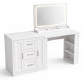 Coiffeuse en bois MDF avec miroir LED et rangements
