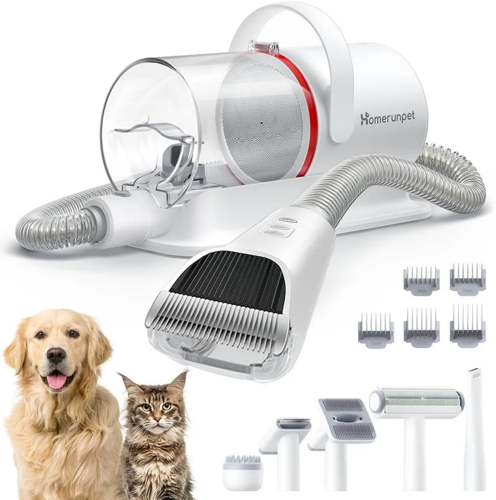 Kit de Toilettage Professionnel pour Animaux, Aspirateur Silencieux pour Poils de Chiens et Chats, Tondeuse avec 6 Accessoires, Capacit¨¦ 1,85L
