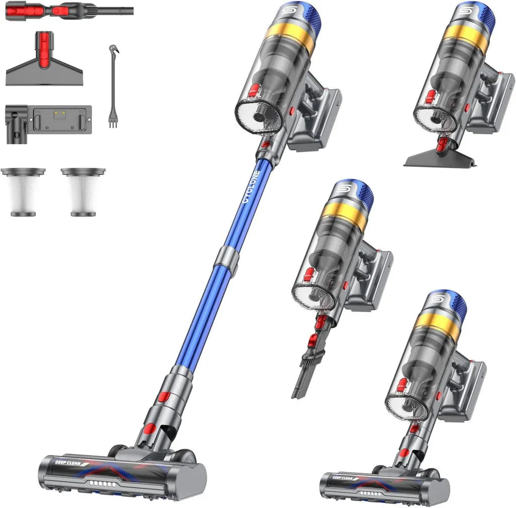 Aspirateur Balai sans Fil X8 - Puissance 48Kpa, 580W, 70 Min - ¨¦cran Intelligent, Anti-Emm¨ºlement, Capacit¨¦ 1,6L - Id¨¦al pour Tapis, Sols Durs et Poils d'Animaux