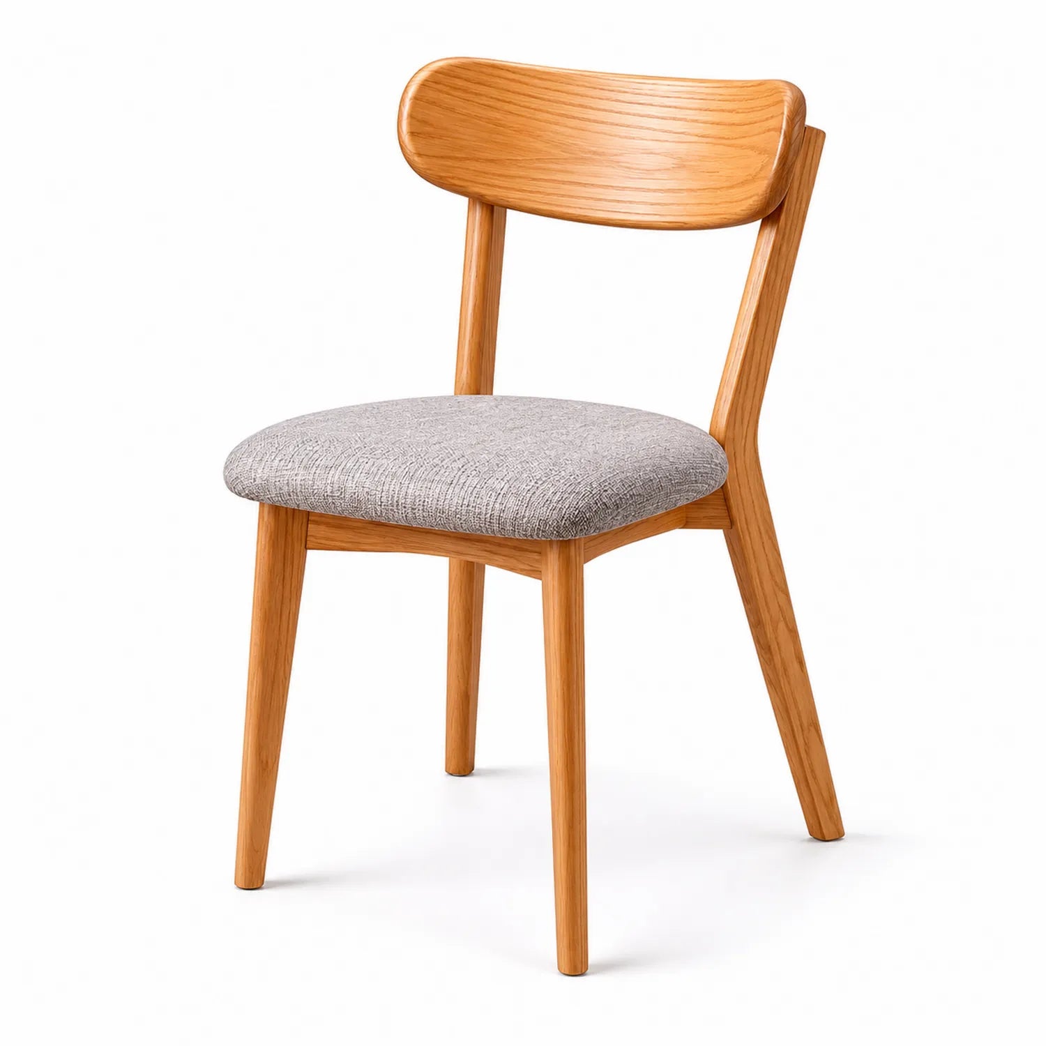 Chaise en bois de chêne avec assise en tissu gris