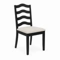 Chaise en bois noir avec assise en tissu polyester beige
