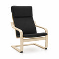 Fauteuil en bois et tissu Noir 80 x 60 x 100 cm