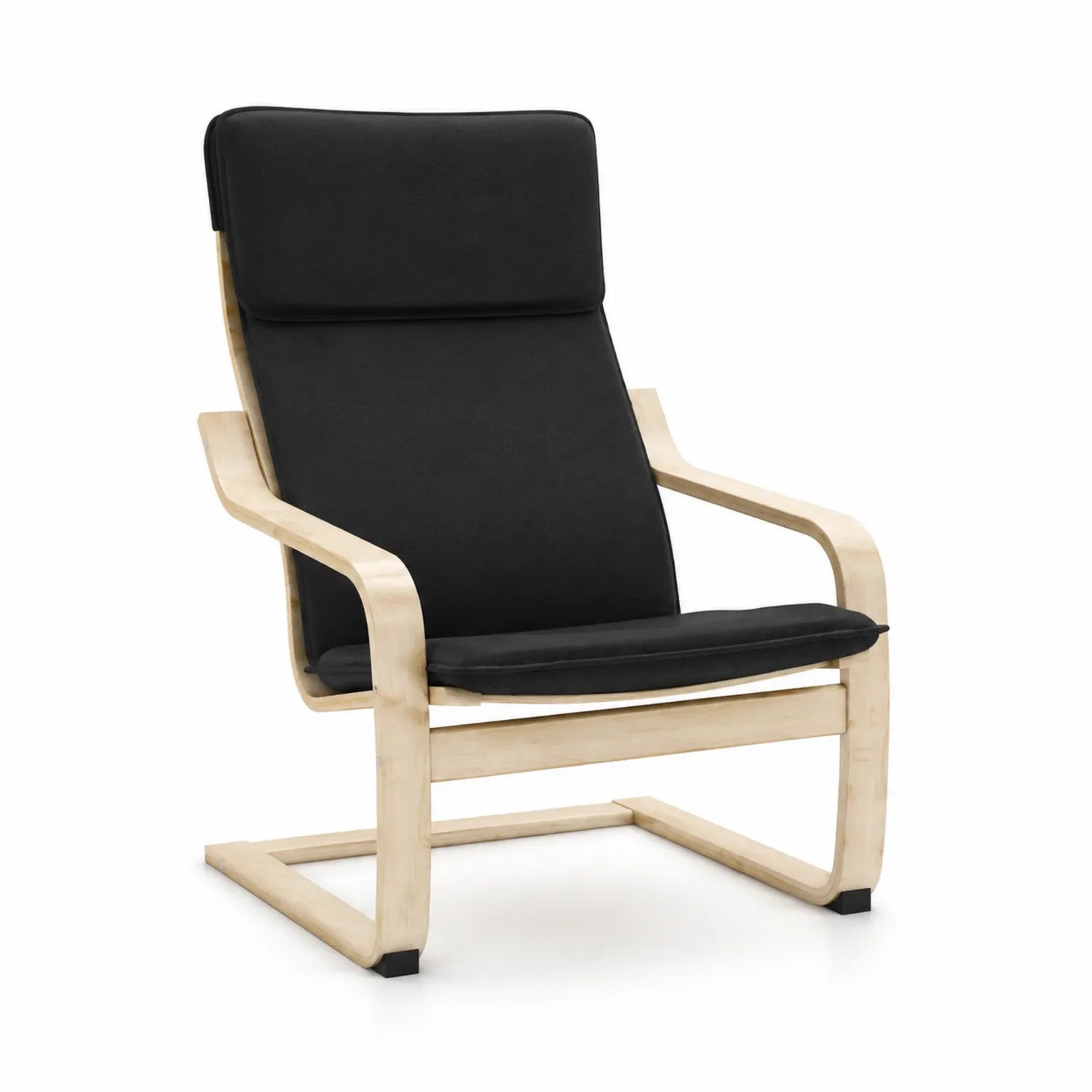 Fauteuil en bois et tissu Noir 80 x 60 x 100 cm