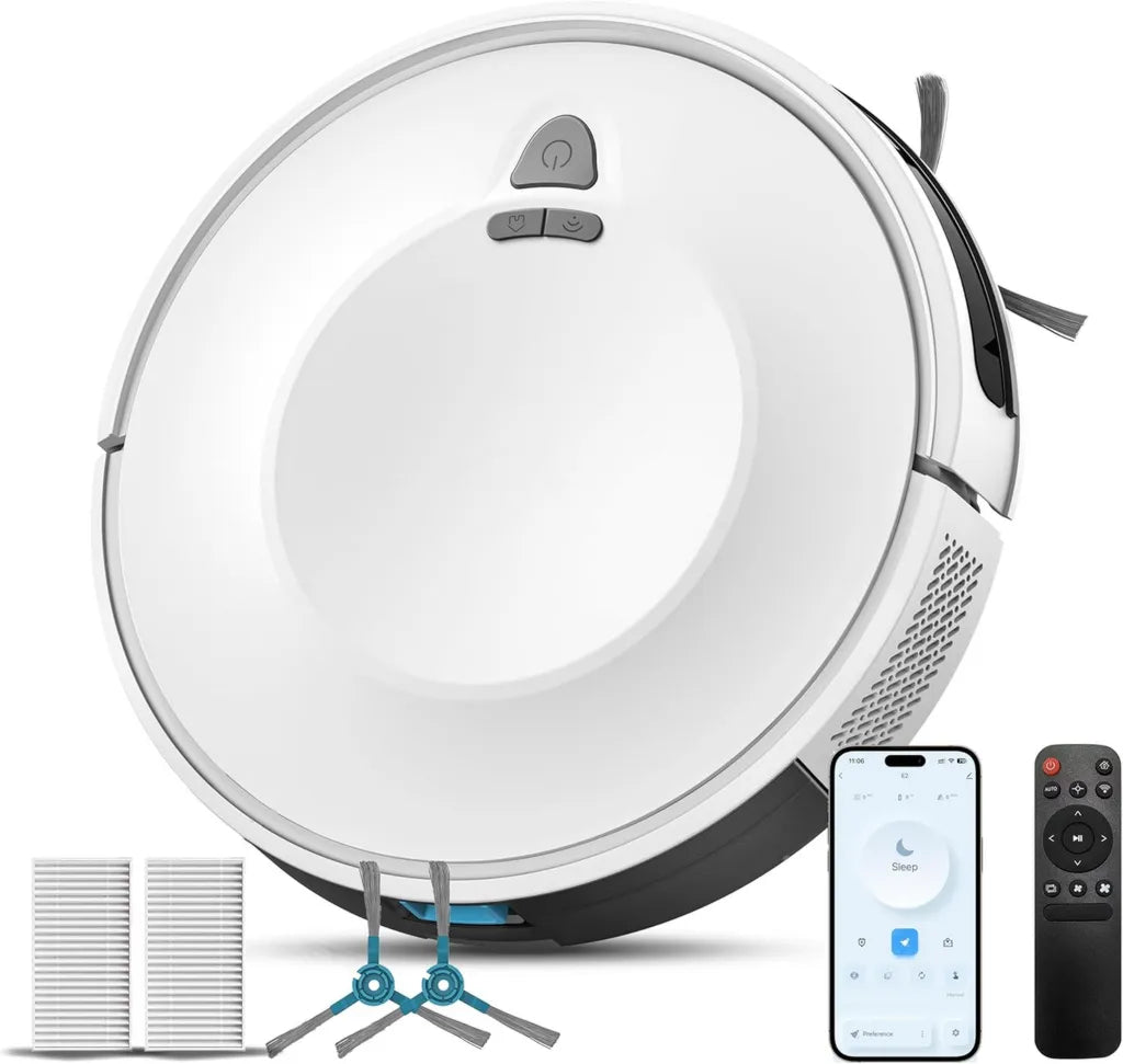 Aspirateur Robot Redkey 7000 Pa avec Cartographie, 170 Min d'Autonomie, Station de Charge, T¨¦l¨¦commande et Application, Parfait pour Animaux, Tapis et Sols Durs