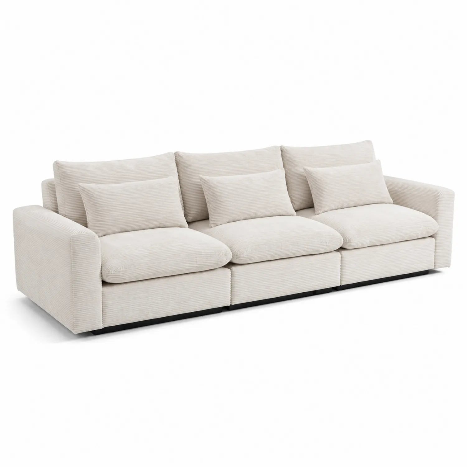 Canapé modulable en velours côtelé beige 3 places
