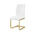 Chaise en cuir synthétique blanc avec cadre en métal doré